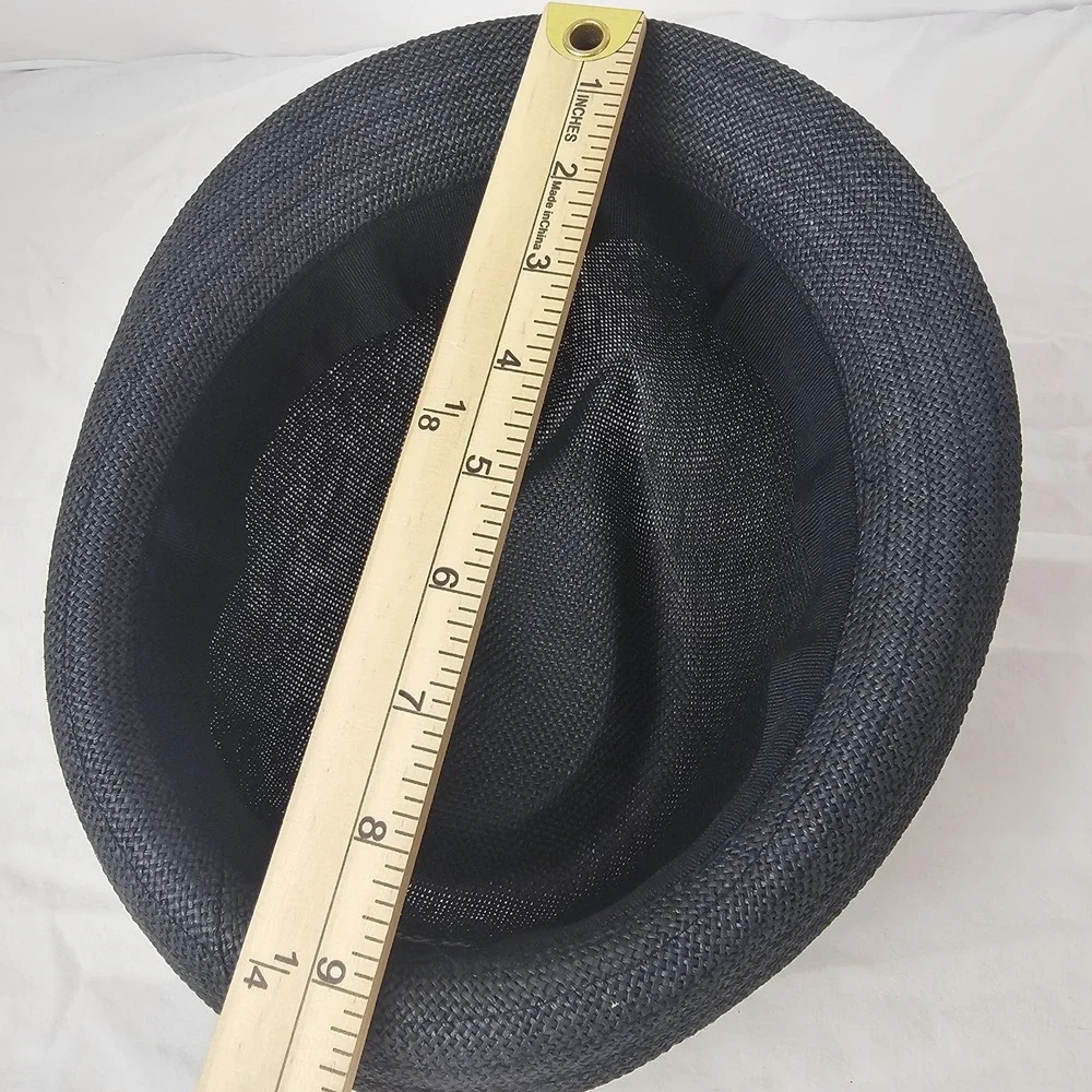 Retro7 Mens Black Fedora Hat Black Size M/L Straw Retro